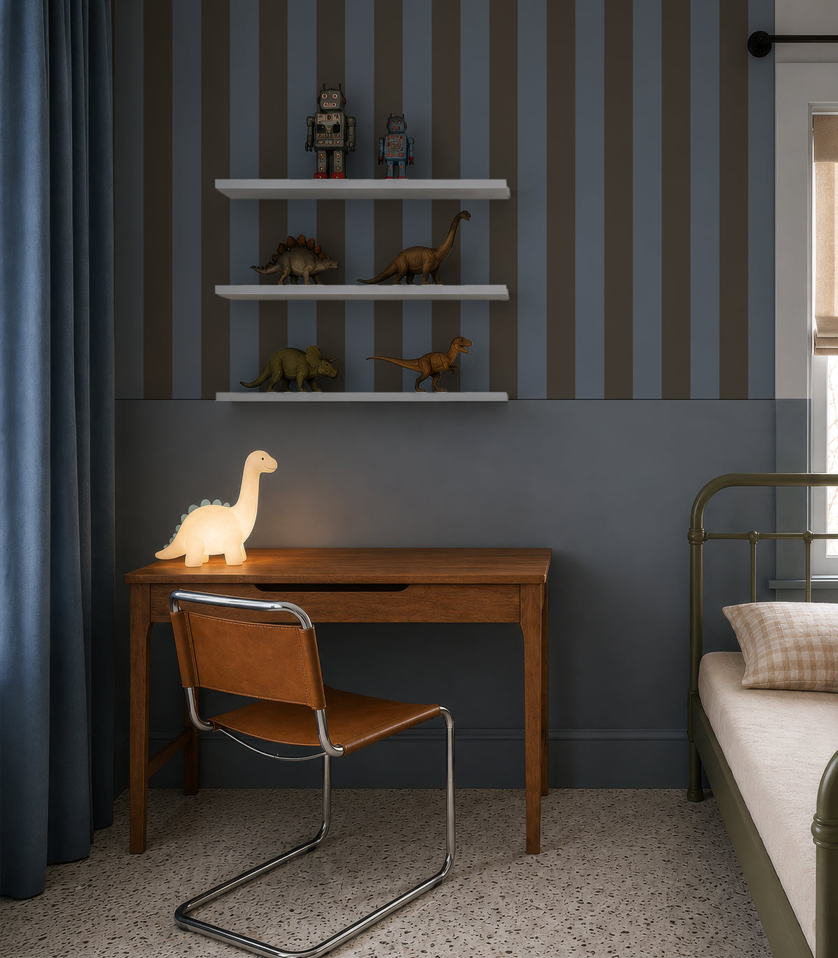 Tapeta Wide Stripe Stone Blue
