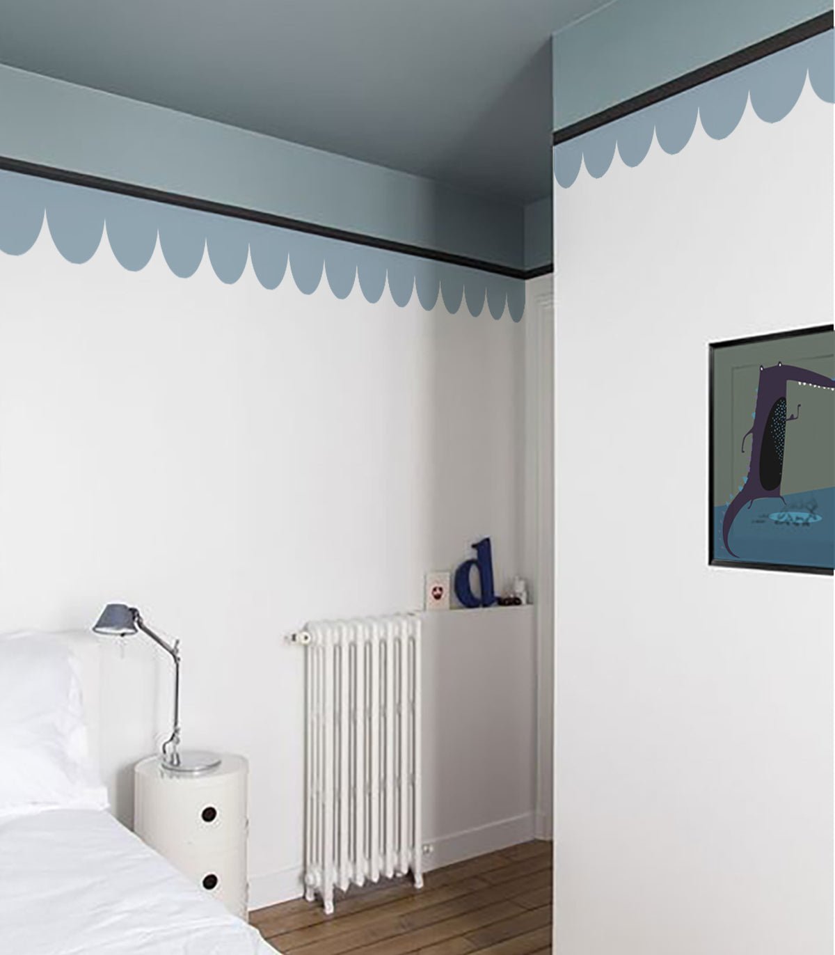 Border Seashell Steel Blue - Wallcolors®