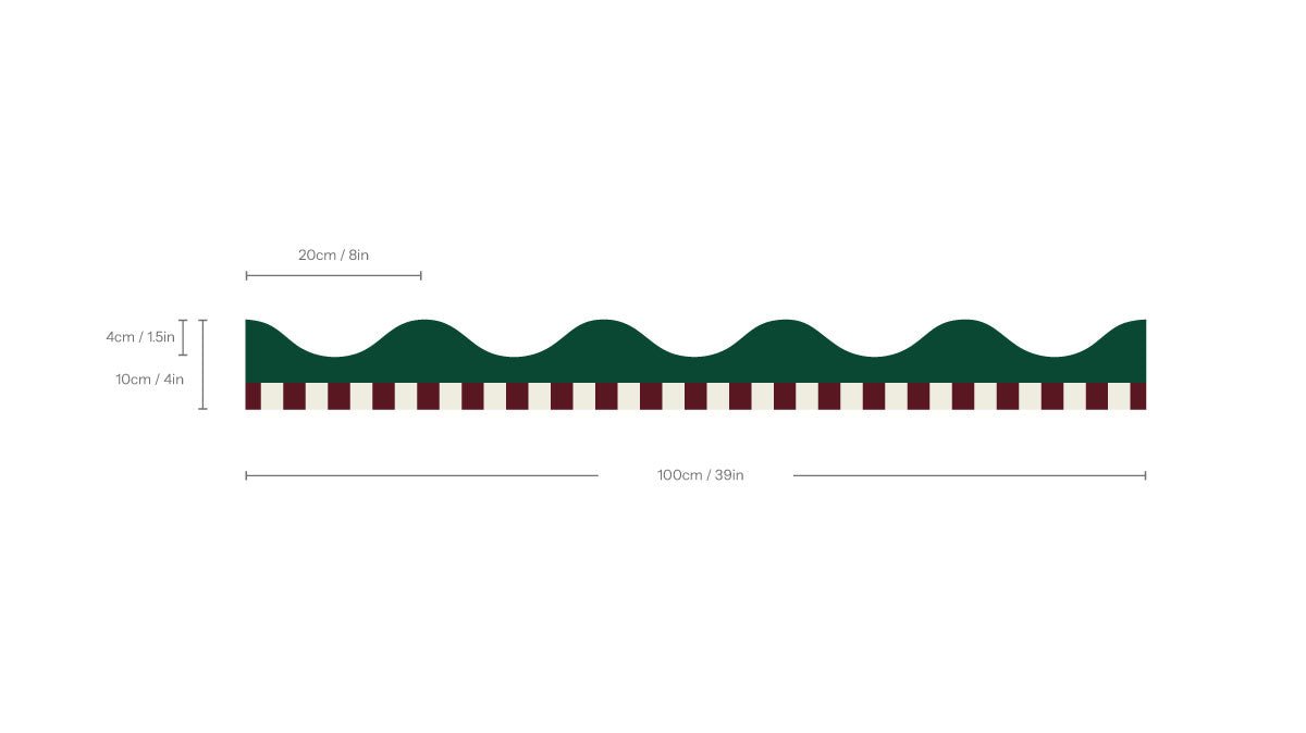 Border Waves Play Moss Green - Wallcolors®