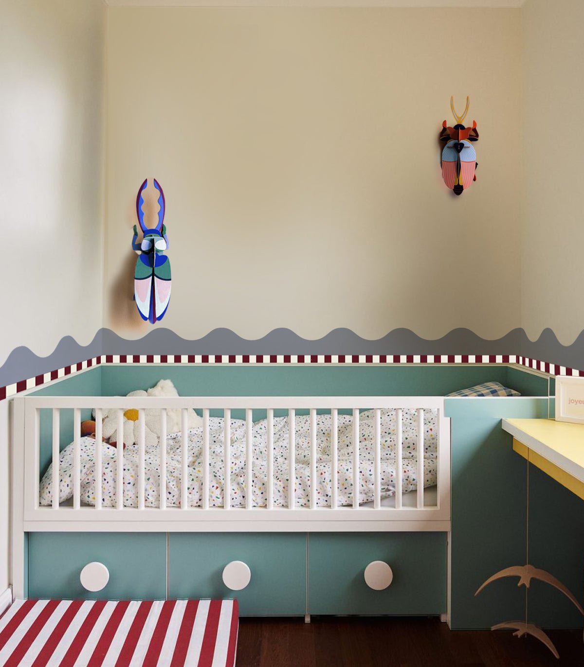 Border Waves Play Muted Blue Grey - Wallcolors®