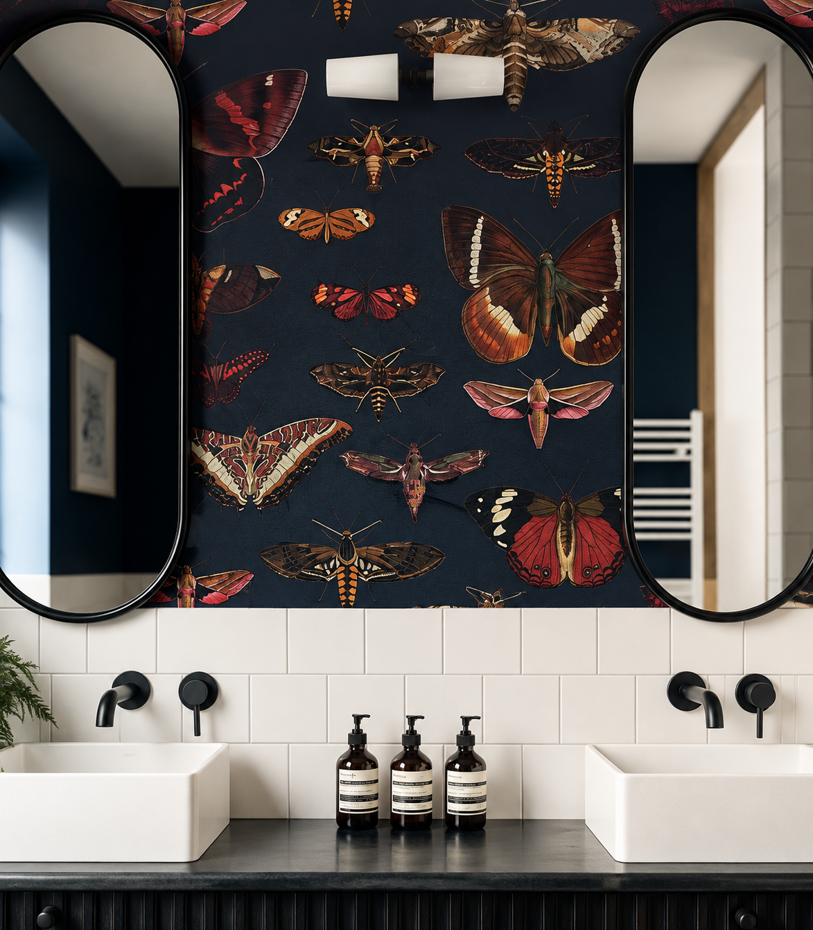 Tapeta Butterflies Navy Blue