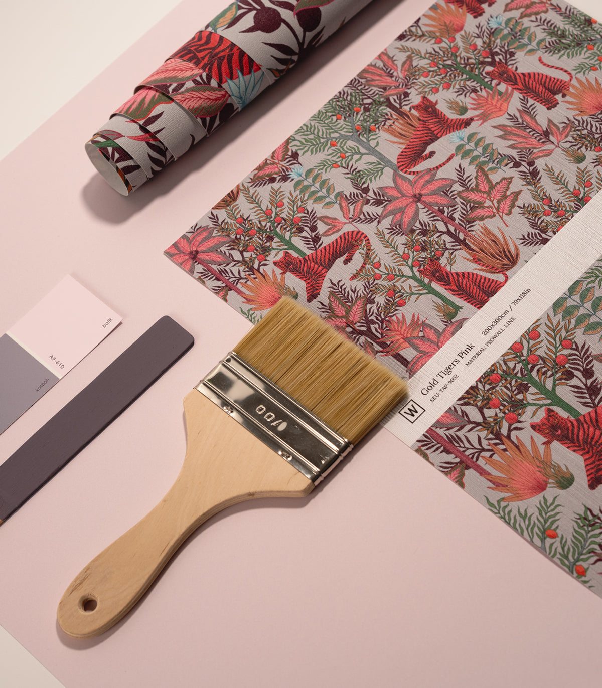 Tapeta Gold Tigers Pink