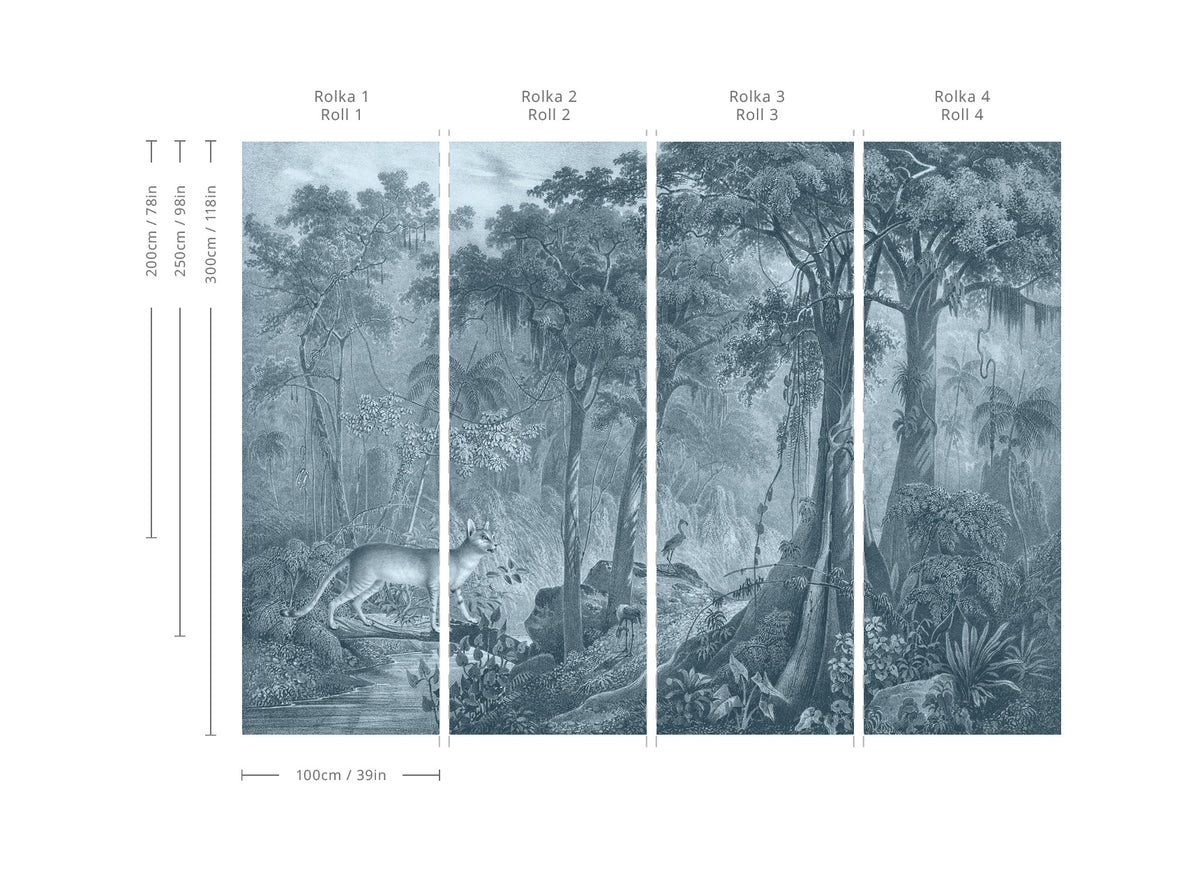 Tapeta Jungle Cat Blue