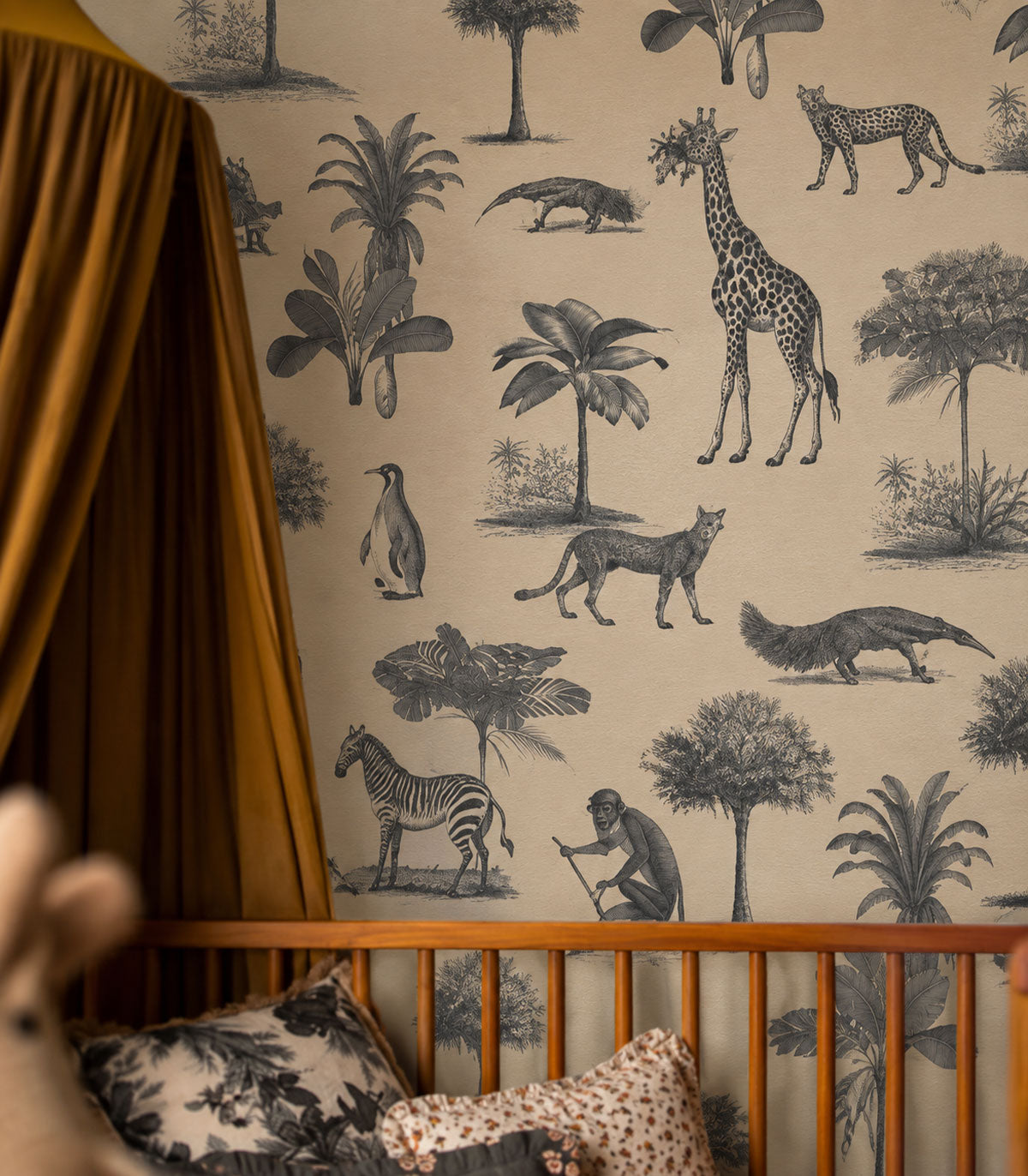 Tapeta Vintage animals beige