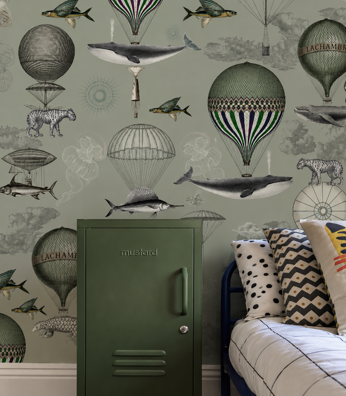 Tapeta Vintage balloons green