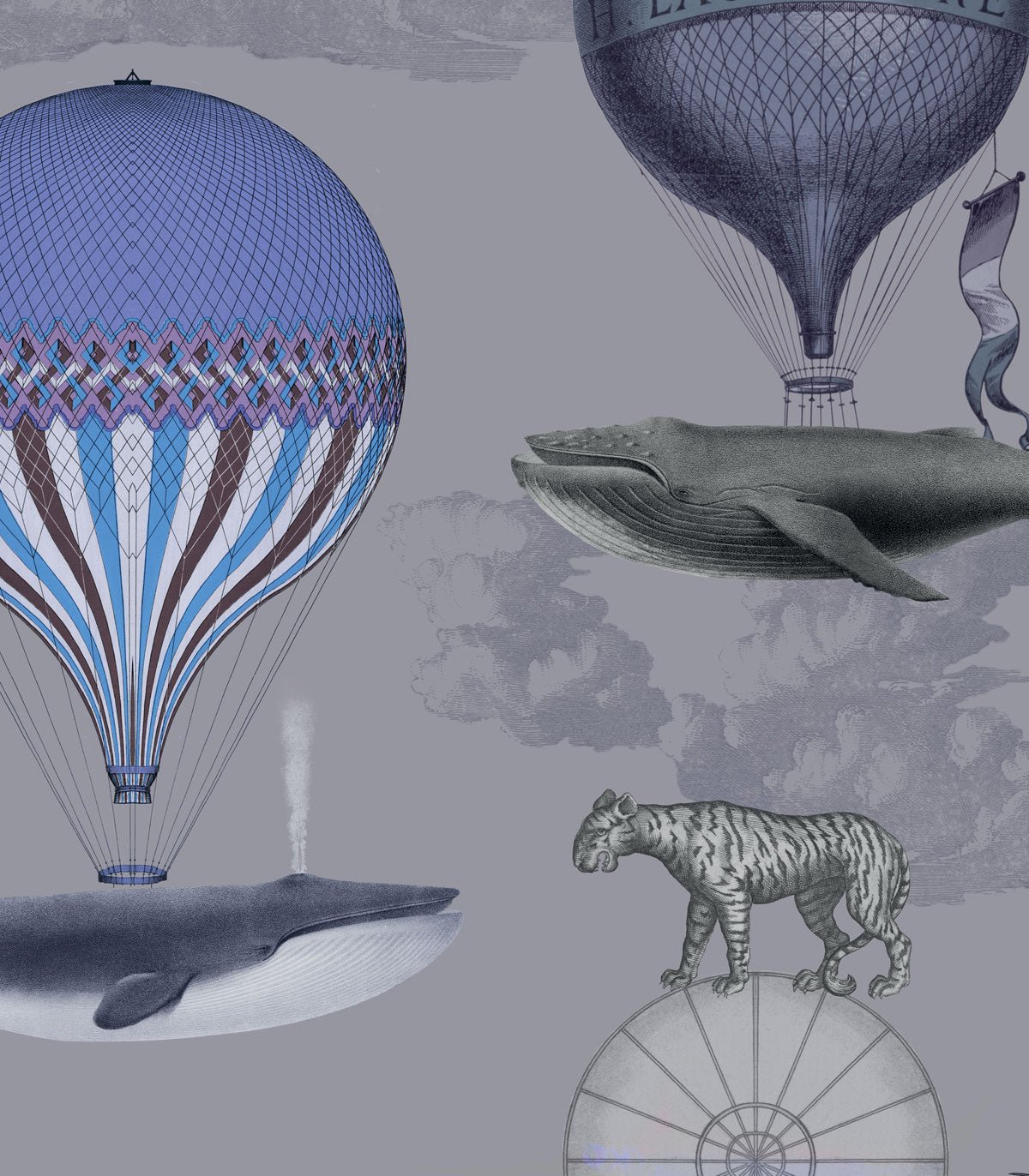 Tapeta Vintage balloons purple - Wallcolors®