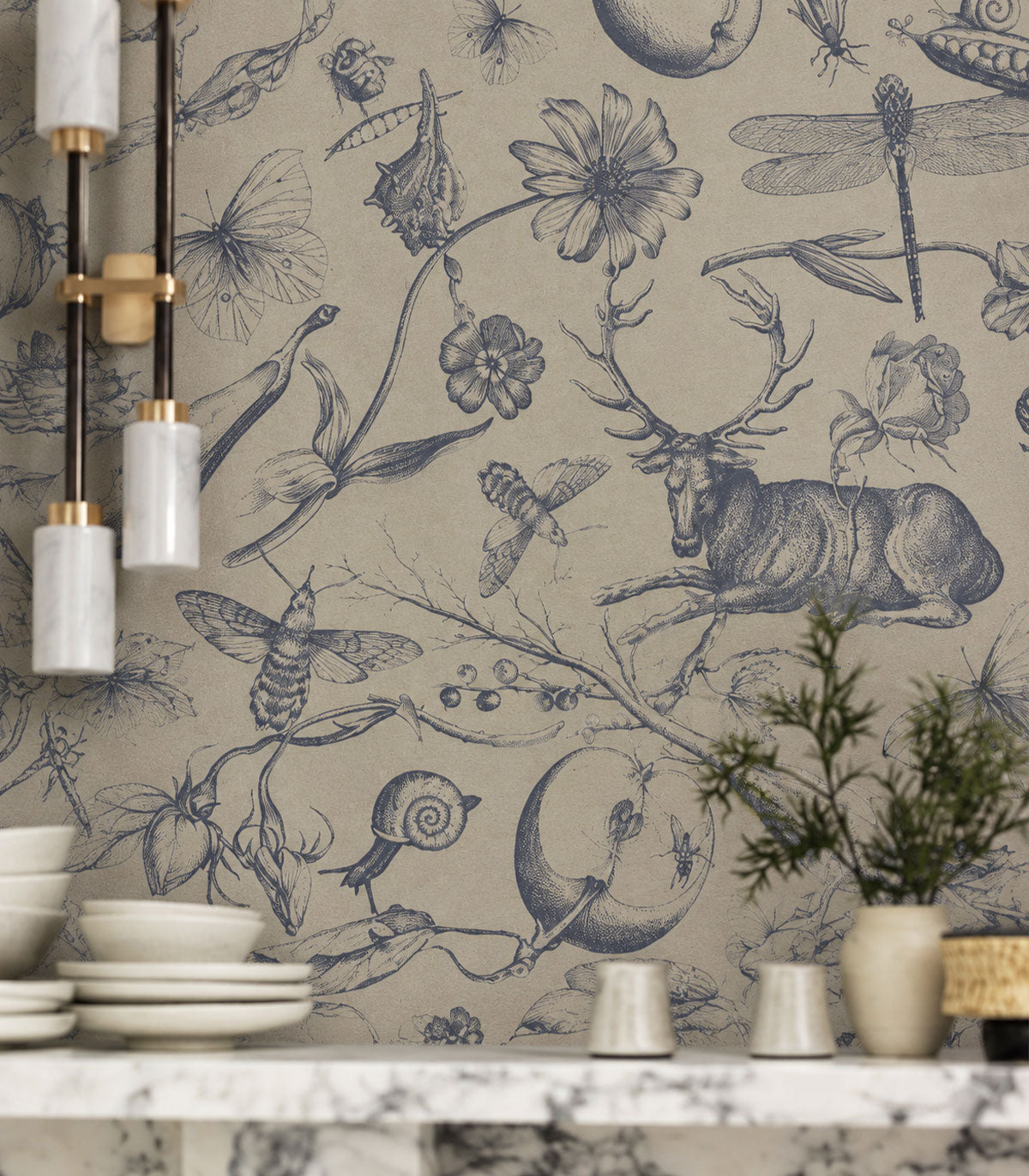Tapeta Vintage botanic blue