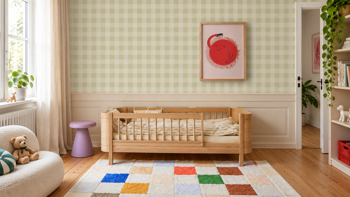 Tapeta Watercolor Checks Spring Green