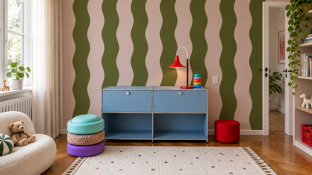 Tapeta Wave Stripe Avocado Pink