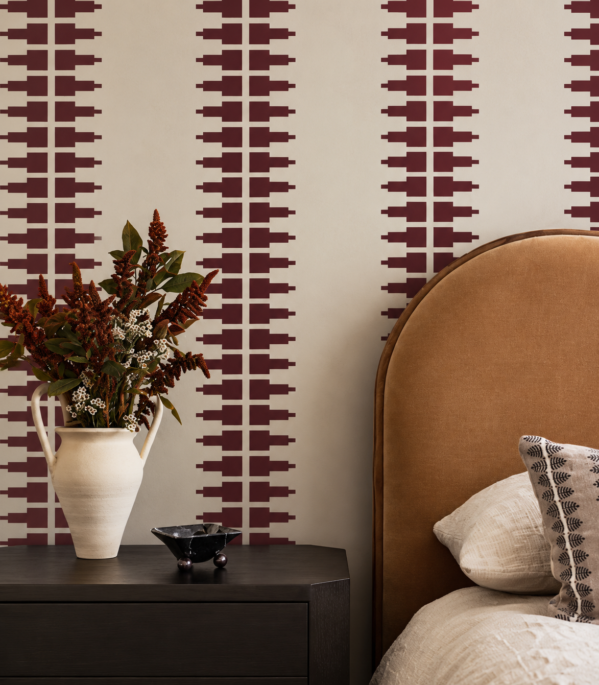 Tapeta Ornament Line Clay Wine Rose