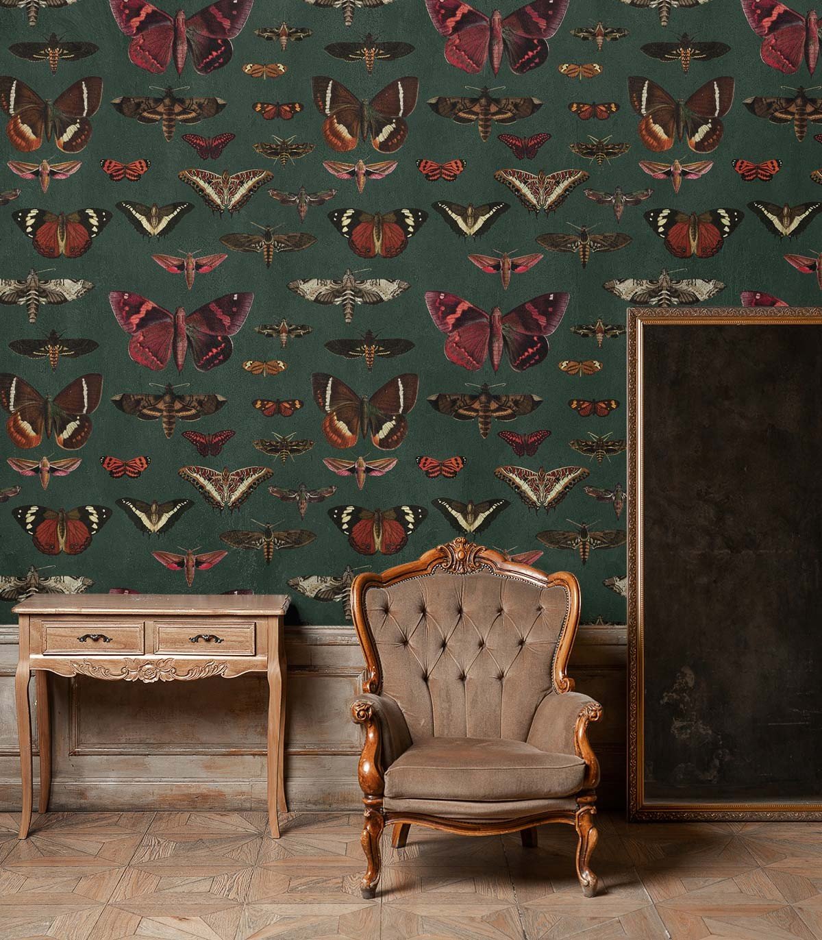 Tapeta Butterflies Vert - Wallcolors®