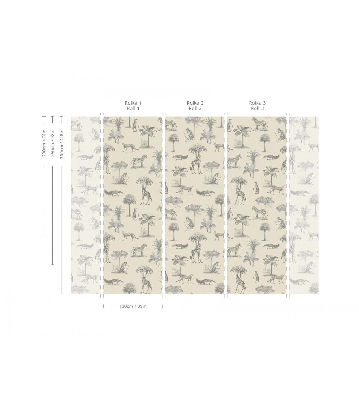 Tapeta Vintage animals beige
