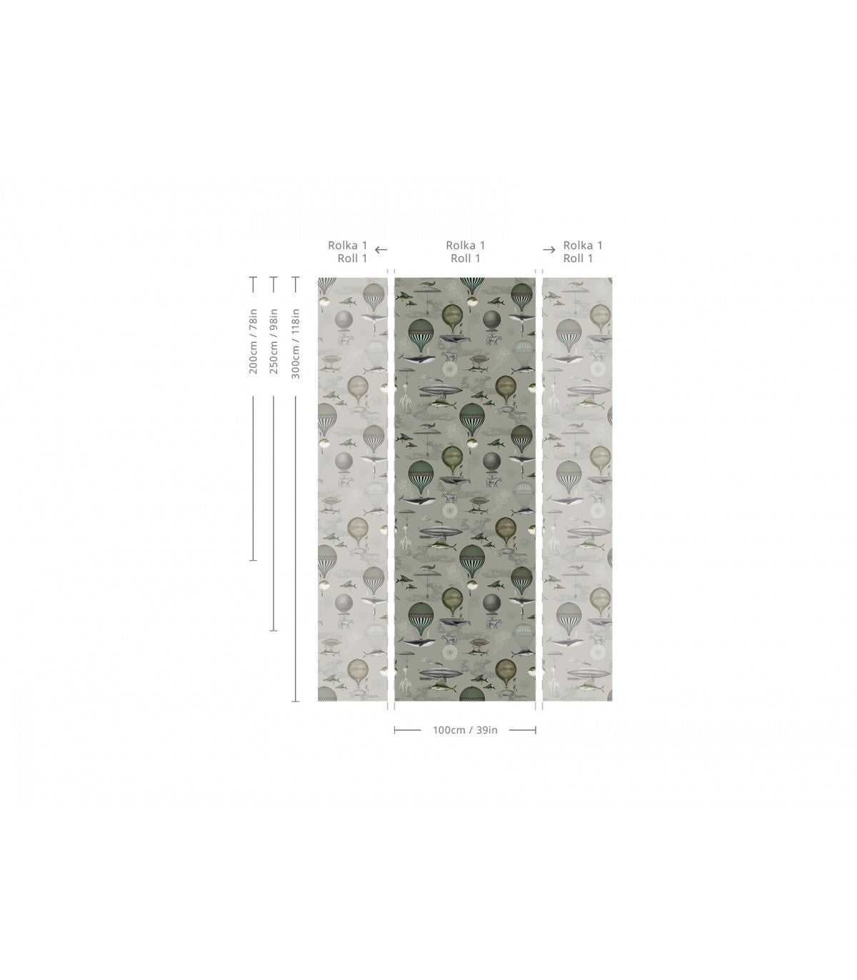 Tapeta Vintage balloons green