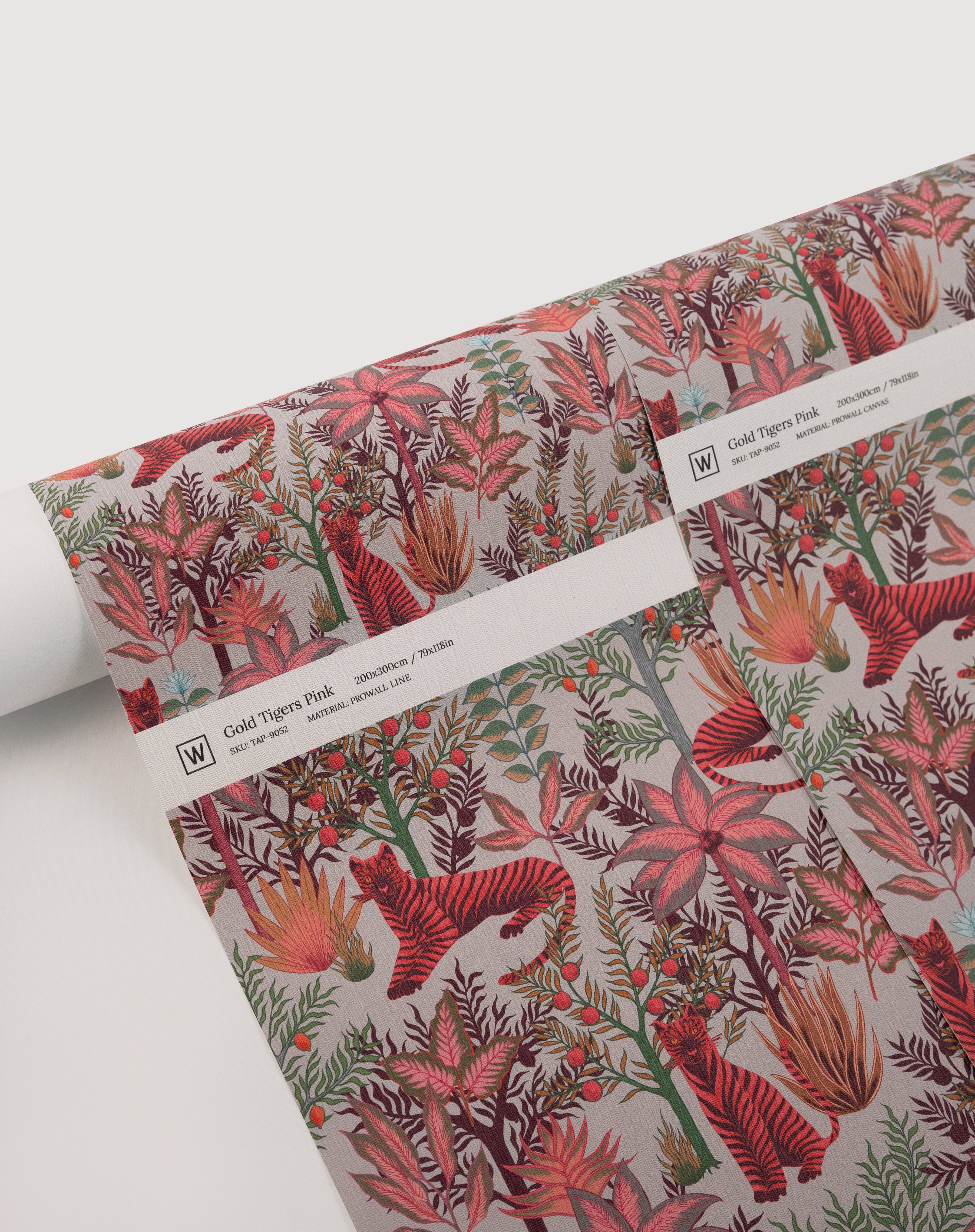 Tapeta Gold Tigers Pink