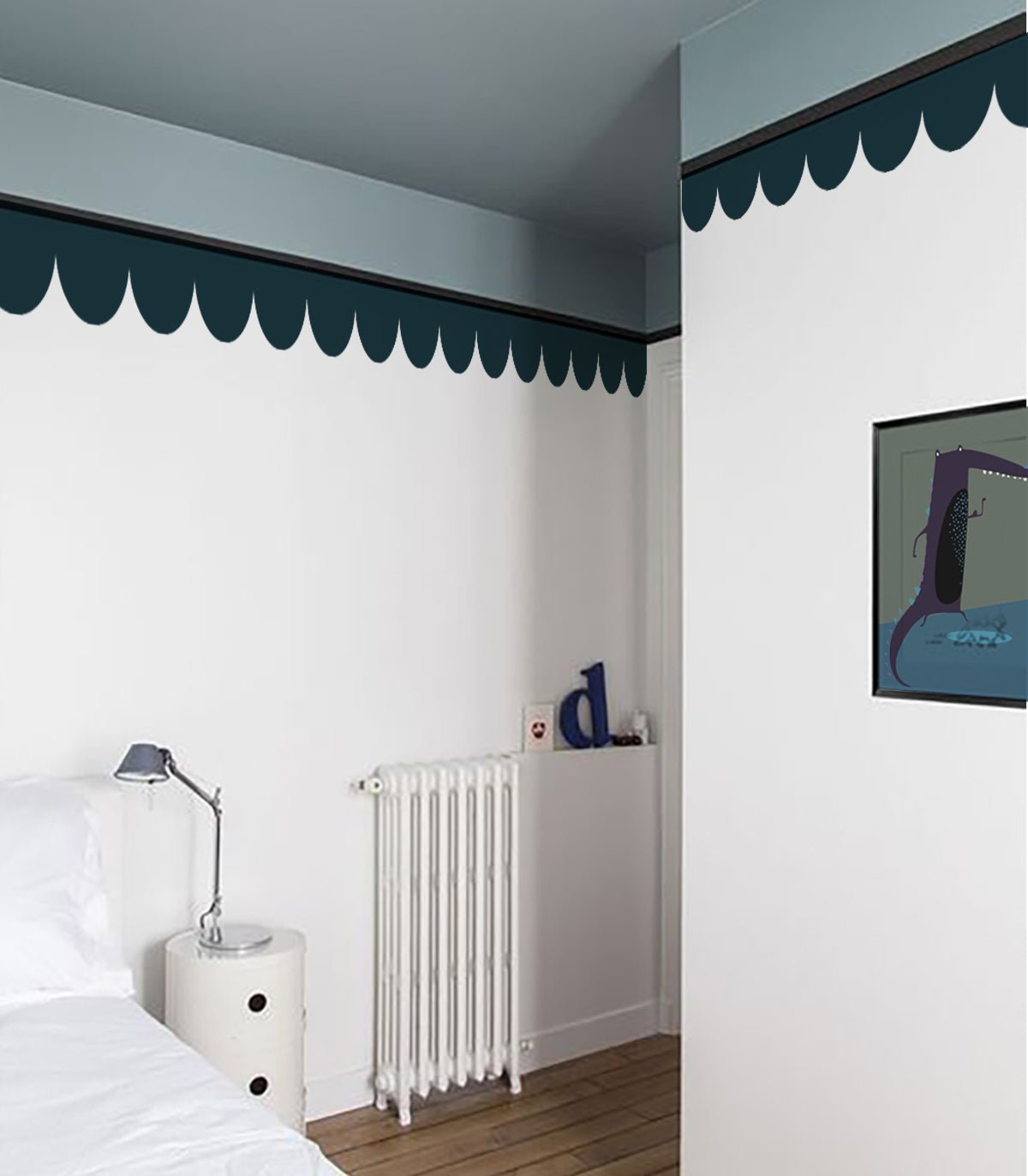 Border Seashell Midnight Teal - Wallcolors®
