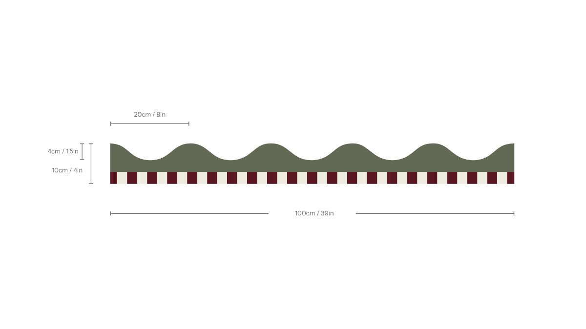 Border Waves Play Forest Green - Wallcolors®