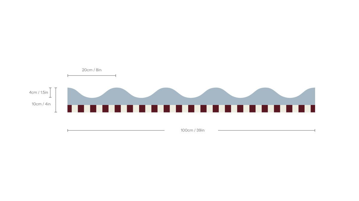 Border Waves Play Muted Blue Grey - Wallcolors®