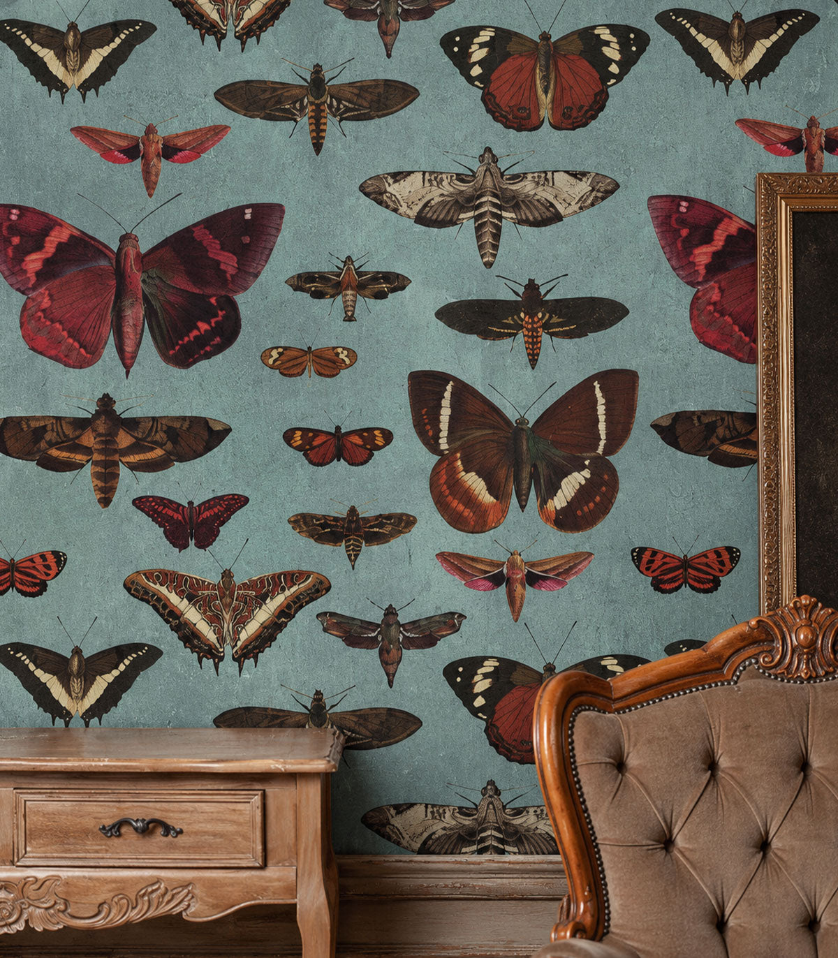 Tapeta Butterflies Turquoise