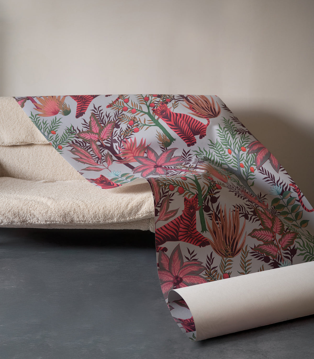 Tapeta Gold Tigers Pink