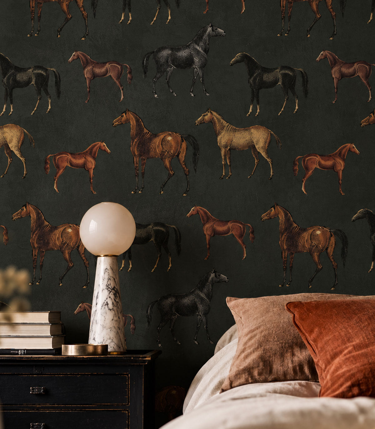 Tapeta Horses Olive
