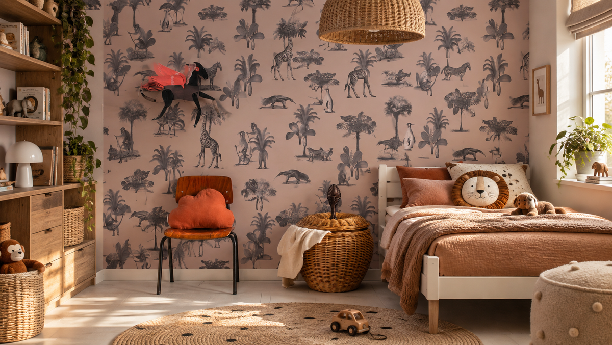 Tapeta Vintage animals purple