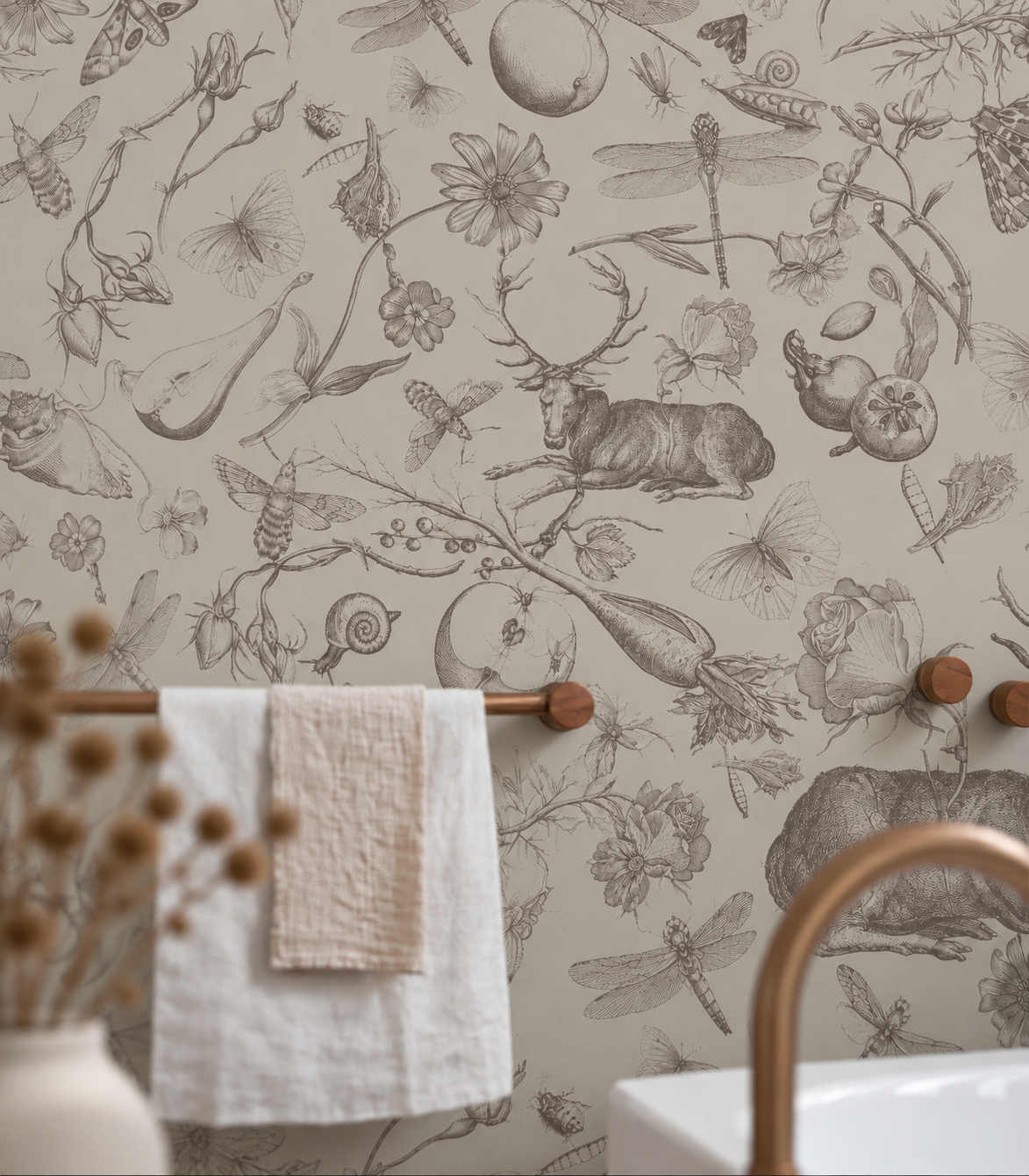Tapeta Vintage botanic pink