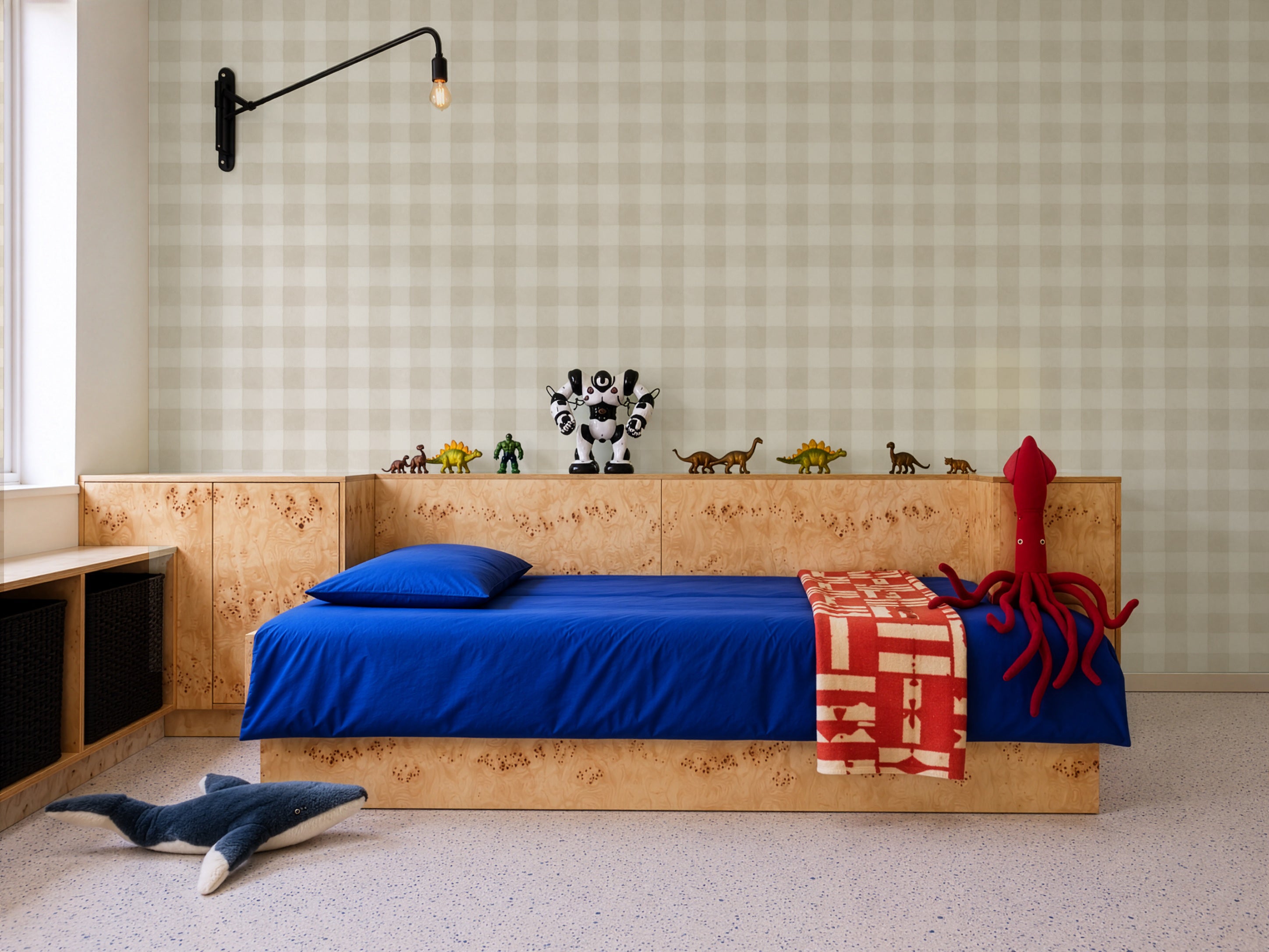Tapeta Watercolor Checks Oat Beige