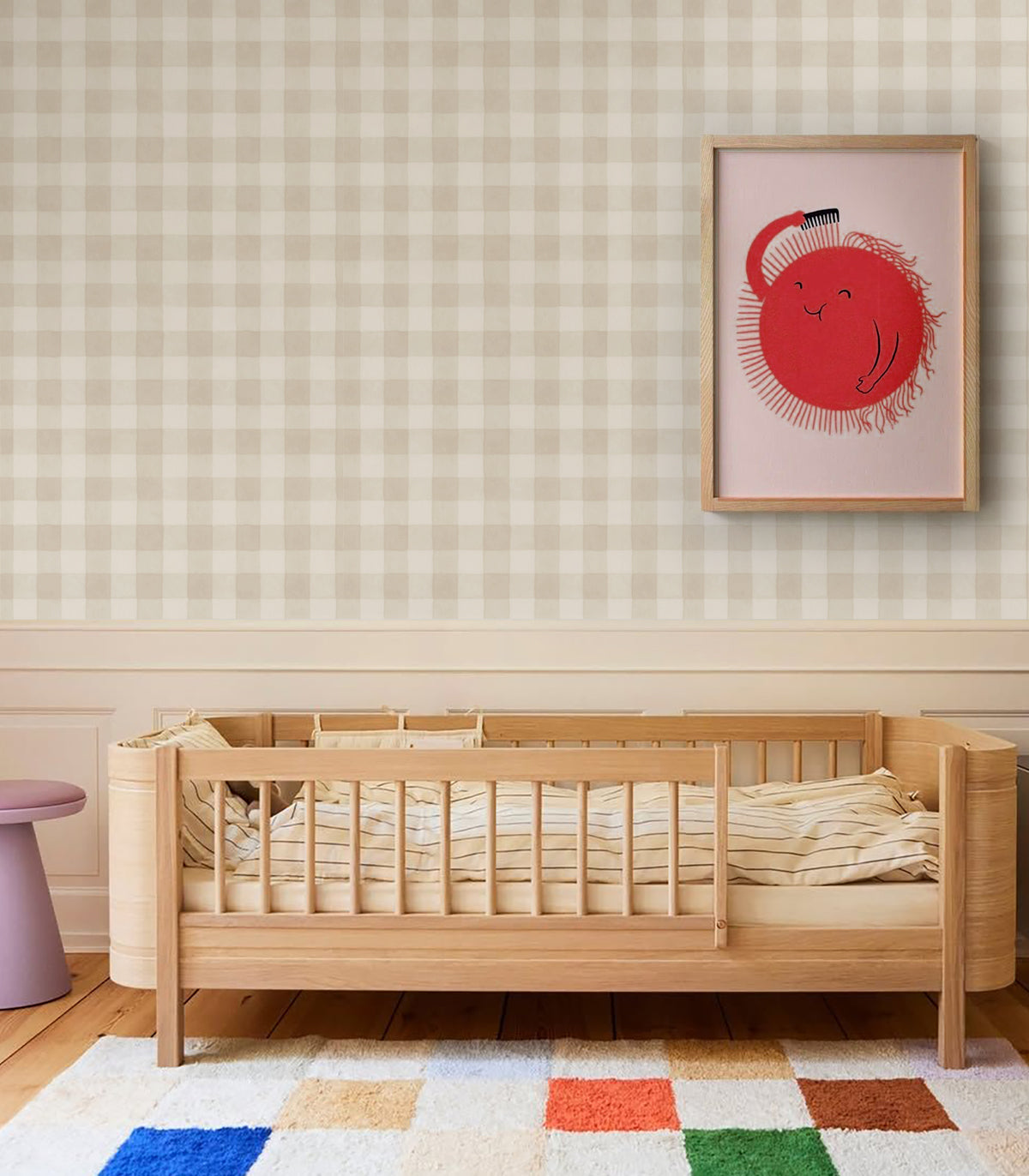 Tapeta Watercolor Checks Oat Beige