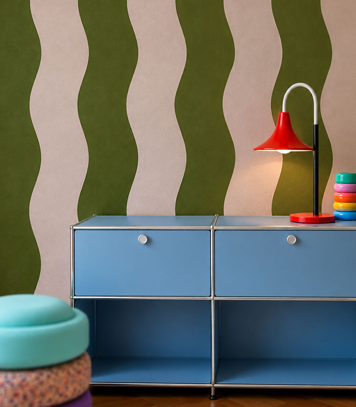 Tapeta Wave Stripe Avocado Pink