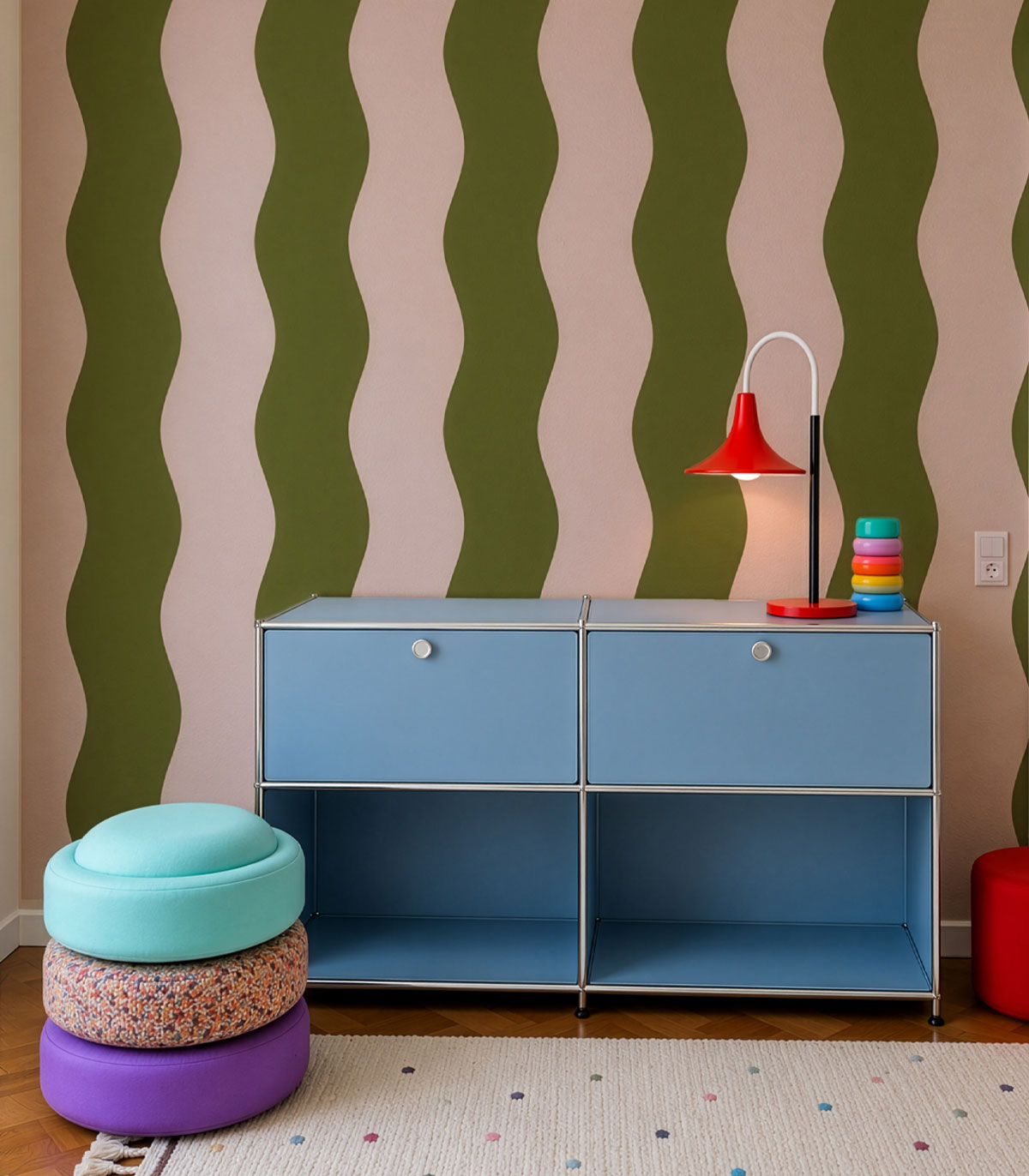 Tapeta Wave Stripe Avocado Pink