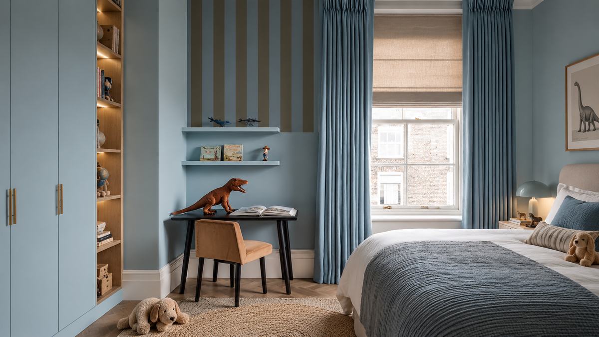 Tapeta Wide Stripe Stone Blue