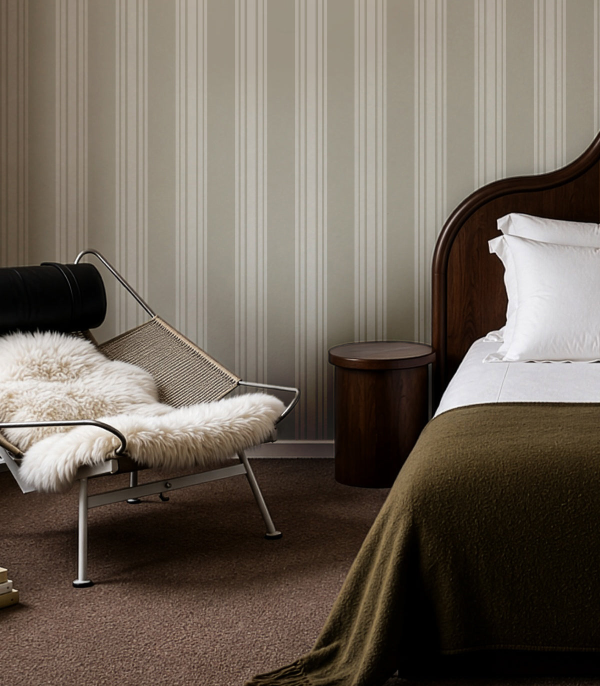 Tapeta Woven Stripe Soft Olive