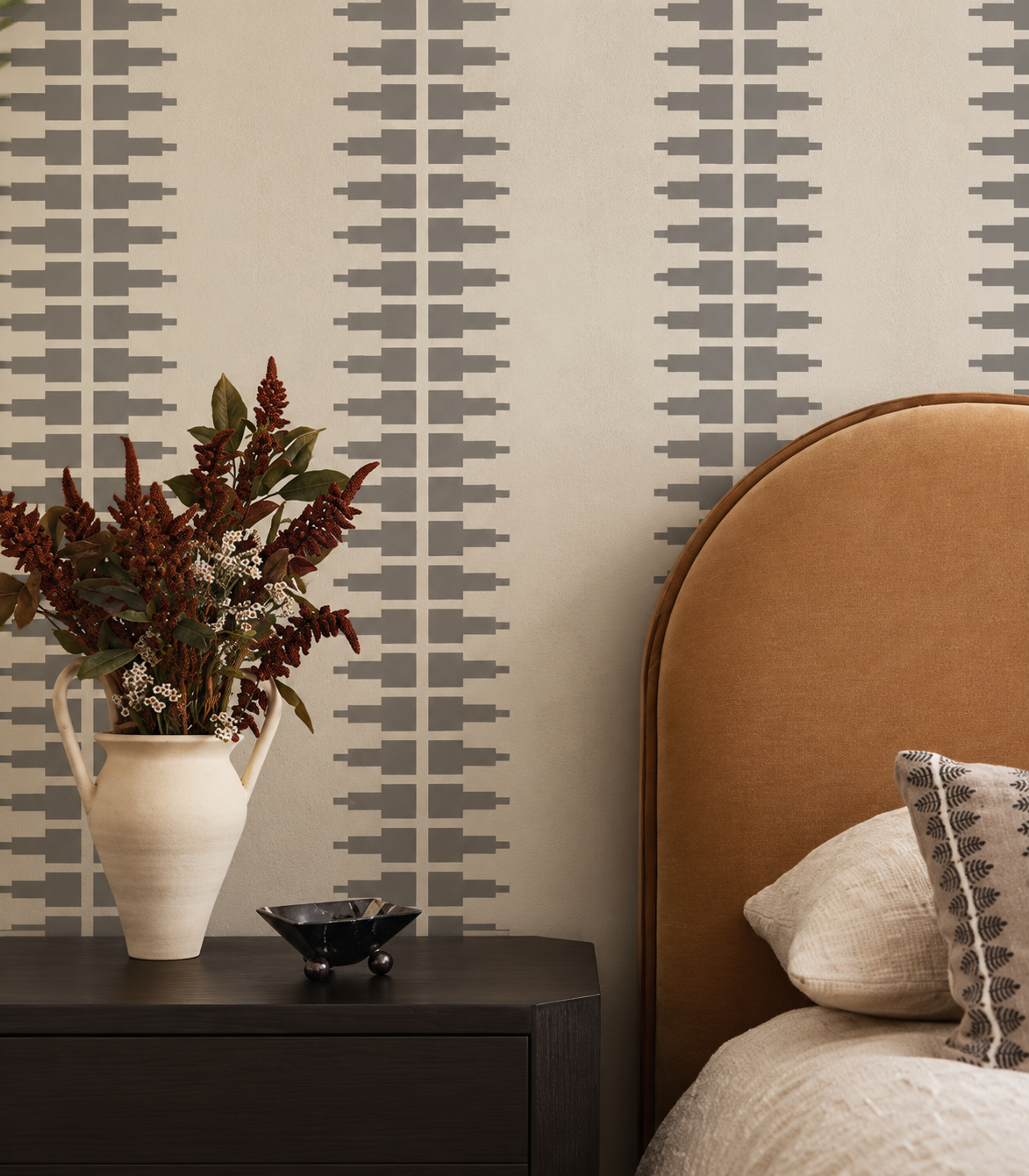 Tapeta Ornament Line Clay Warm Linen