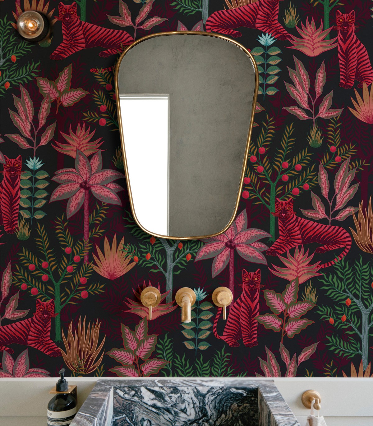 Tapeta Gold Tigers Black