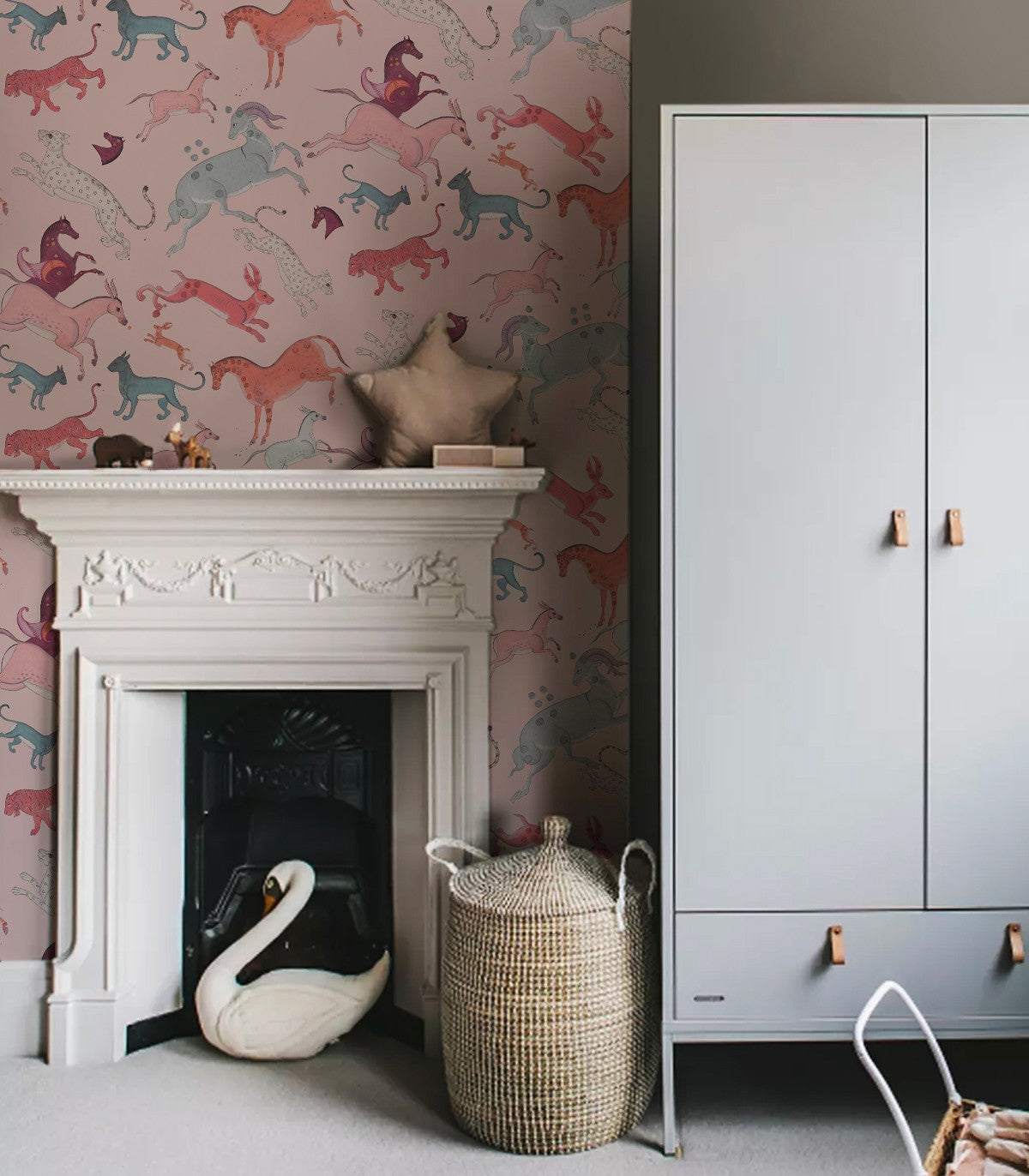 Tapeta Oriental Animals Light Pink