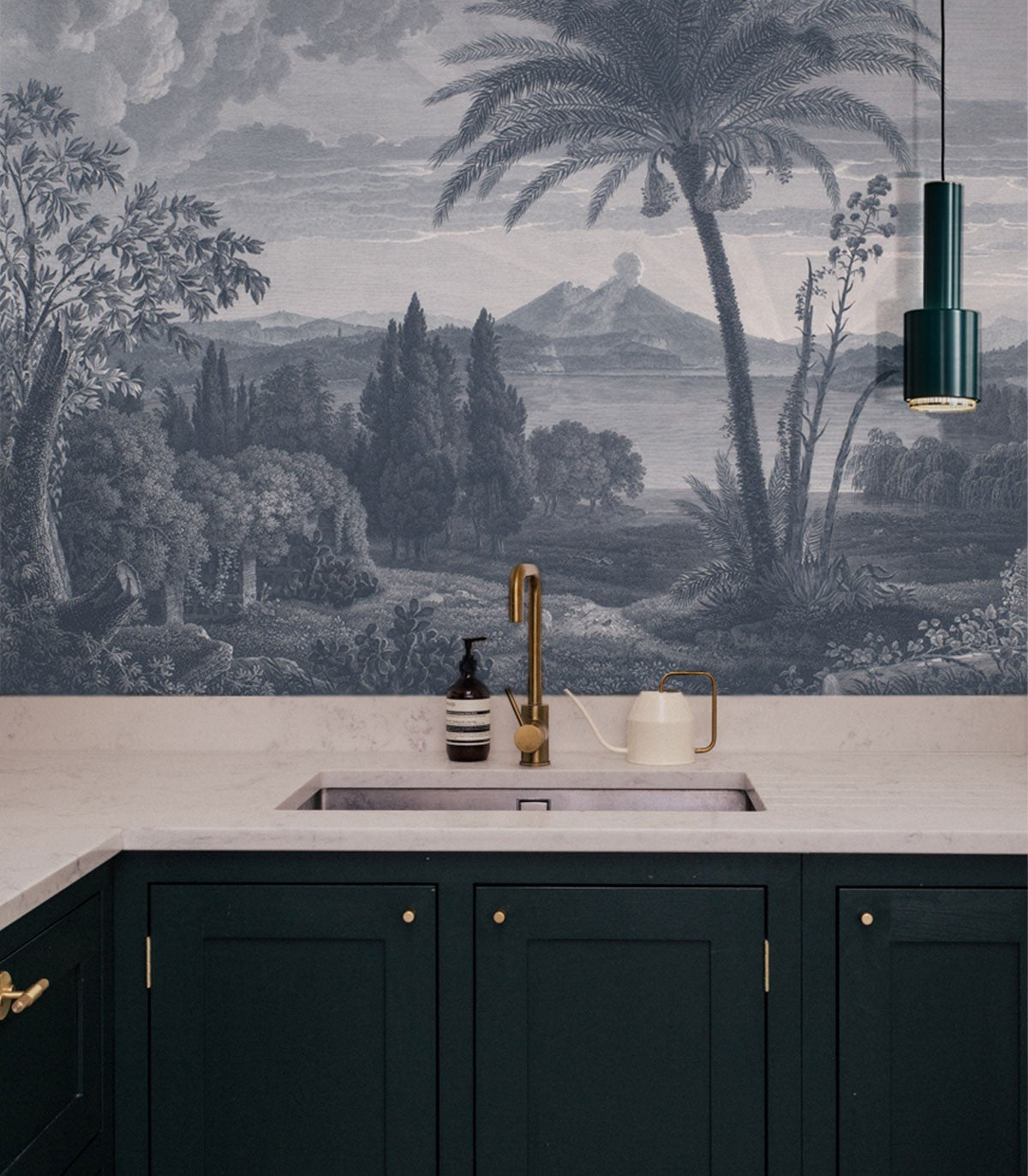 Tapeta Tropical Volcano Vista blue