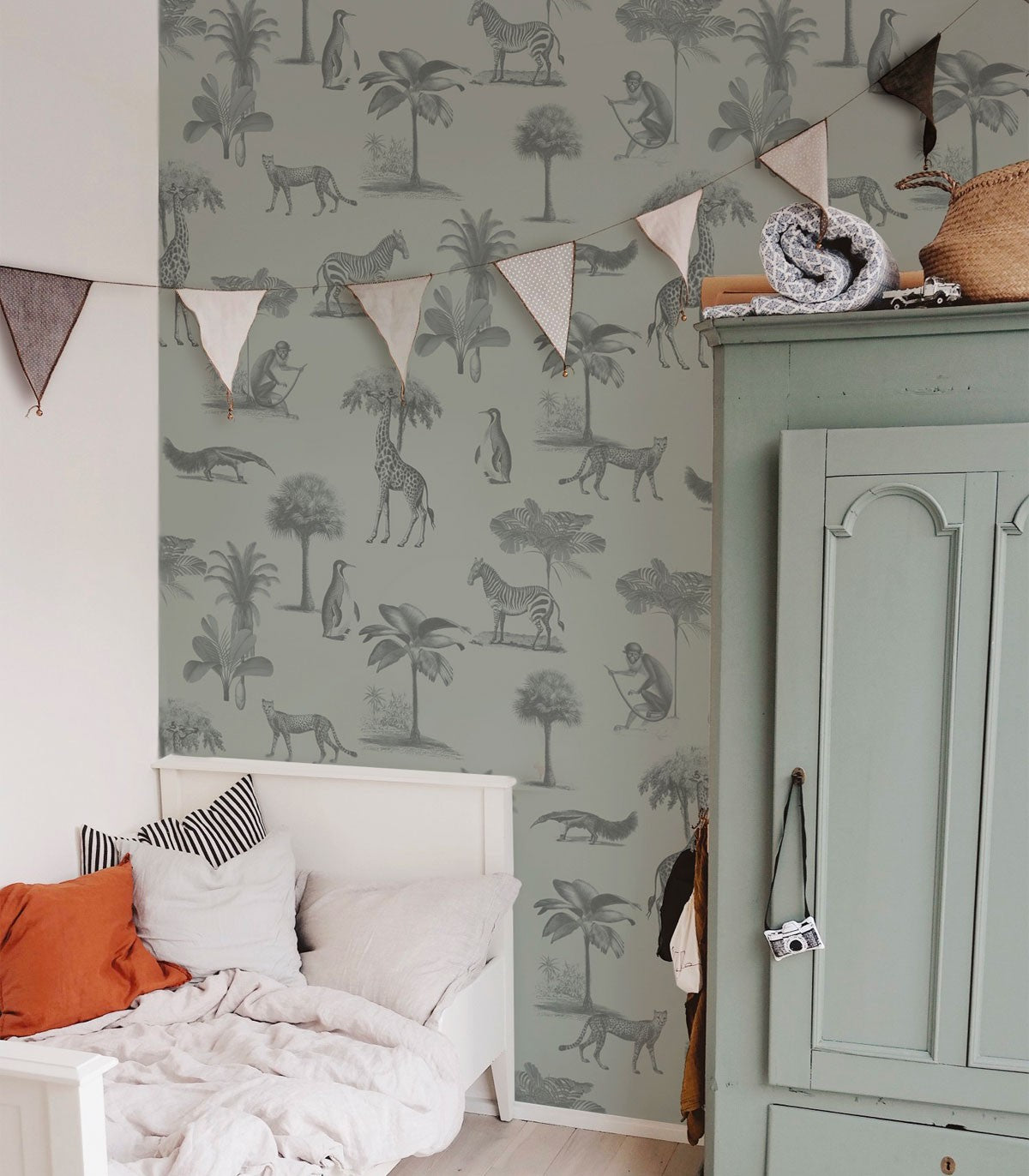 Tapeta Vintage animals light mint