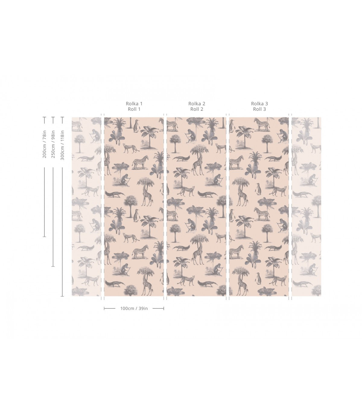 Tapeta Vintage animals pink