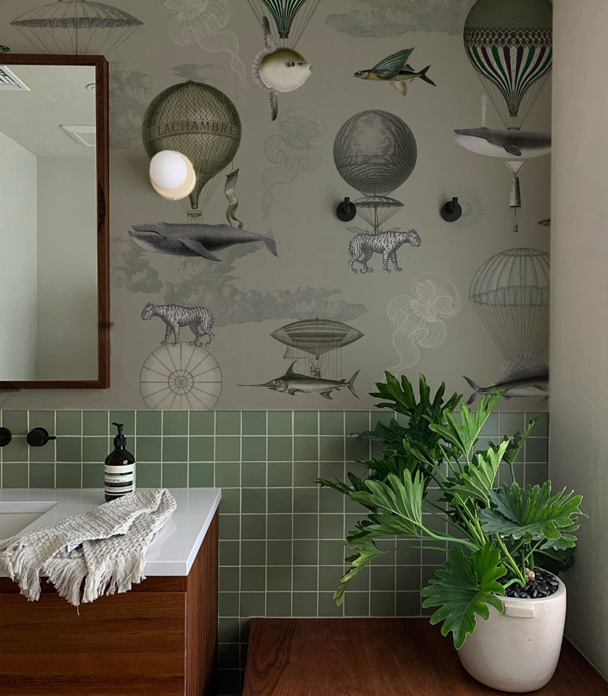 Tapeta Vintage balloons green