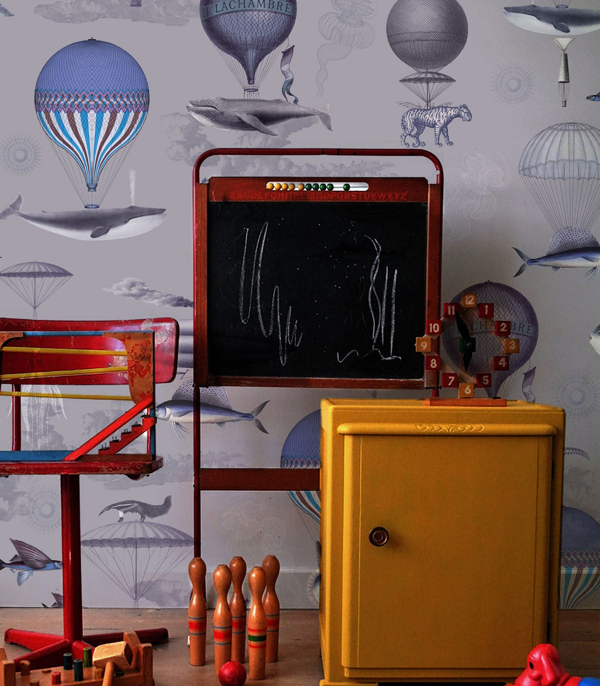 Tapeta Vintage balloons purple